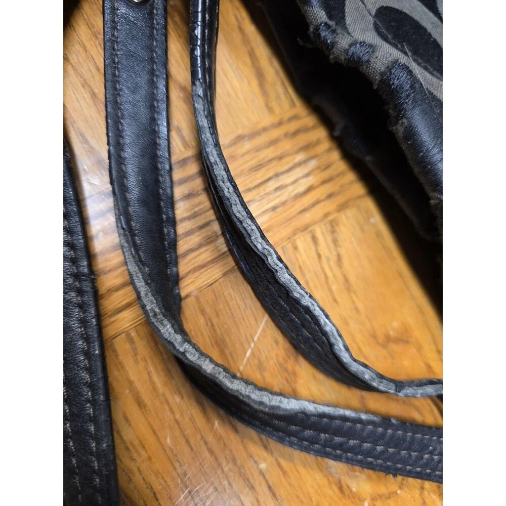 Coach Brooke 14147 Black Signature Sateen Shoulder Bag Black Leather Trim Silver